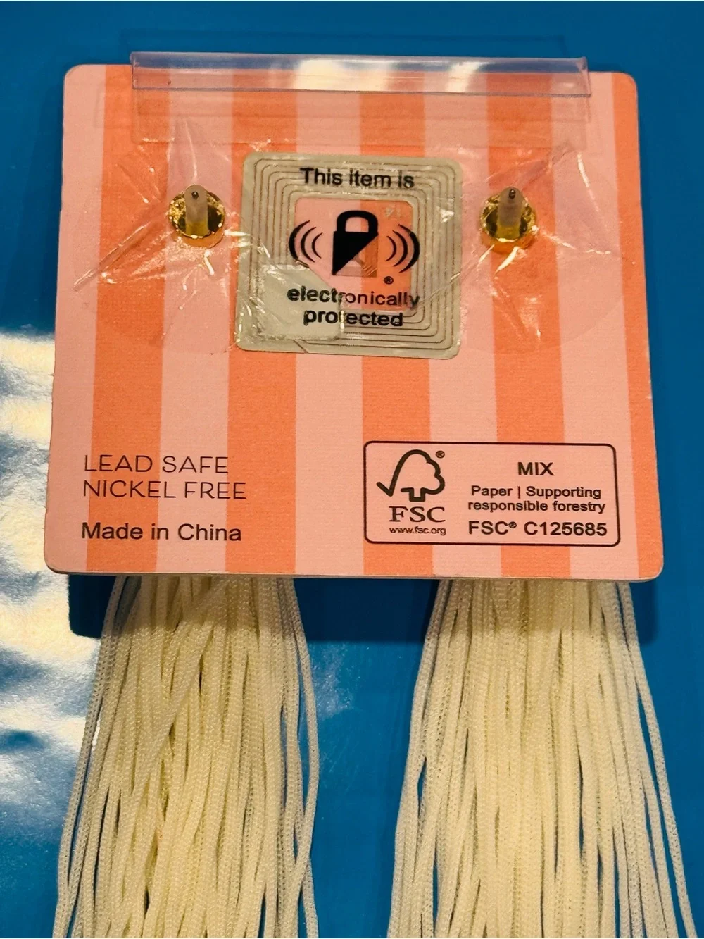 NWT Piper•K White Tassel Drop Earrings with Gold Accents